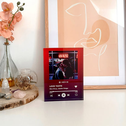 A premium acrylic frame plaque featuring the unique Spotify code for your favorite song, with a 3D effect, in the mesmerizing Witching Hour color